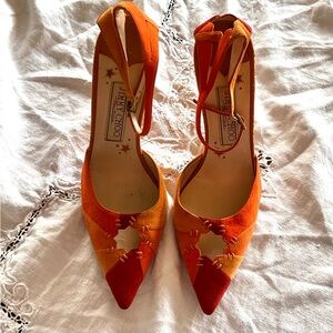 Jimmy Choo orange suede heels